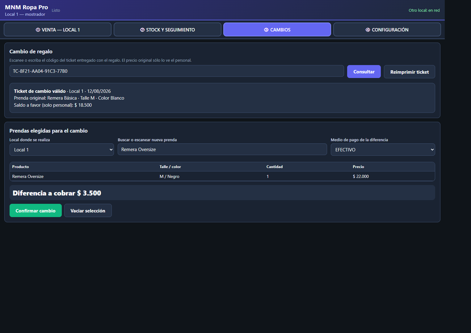 MNM Ropa Pro — cambios y devoluciones